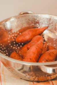 sweet potatoes in a colander